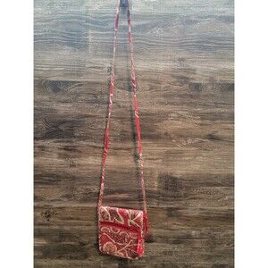 Vera Bradley Rosy Posies Hipster Crossbody Handbag Small Red & Pink Paisley EUC